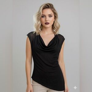 Alexander McQueen Draped Cowl Neck Sleeveless Top Semi Sheer